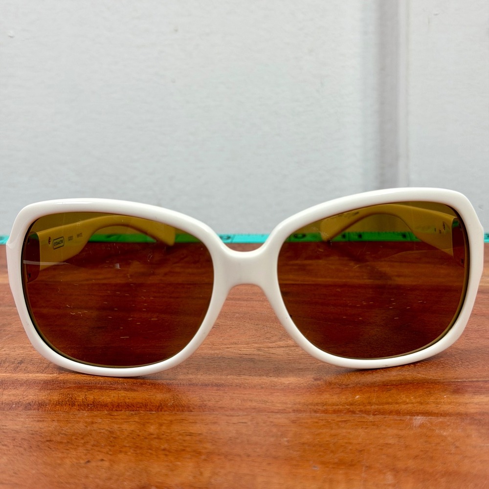 Coach S2020 WhiteOversized Rectangular Sunglasses BrownLens Eyeglass Frames only